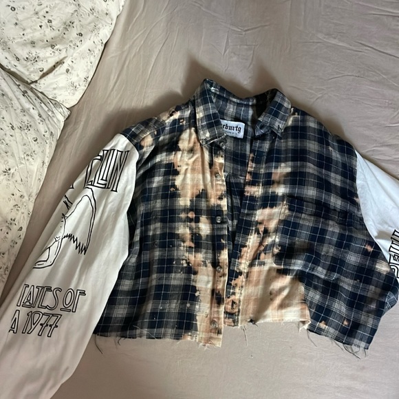 handmade led zeppelin cropped flannel - Picture 1 of 2